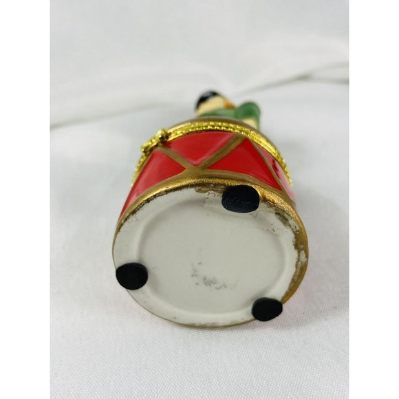 Christmas Porcelain Limoge Box Toy Soldier Red Drum Hinged Trinket Box 4 1/2" - Picture 11 of 11